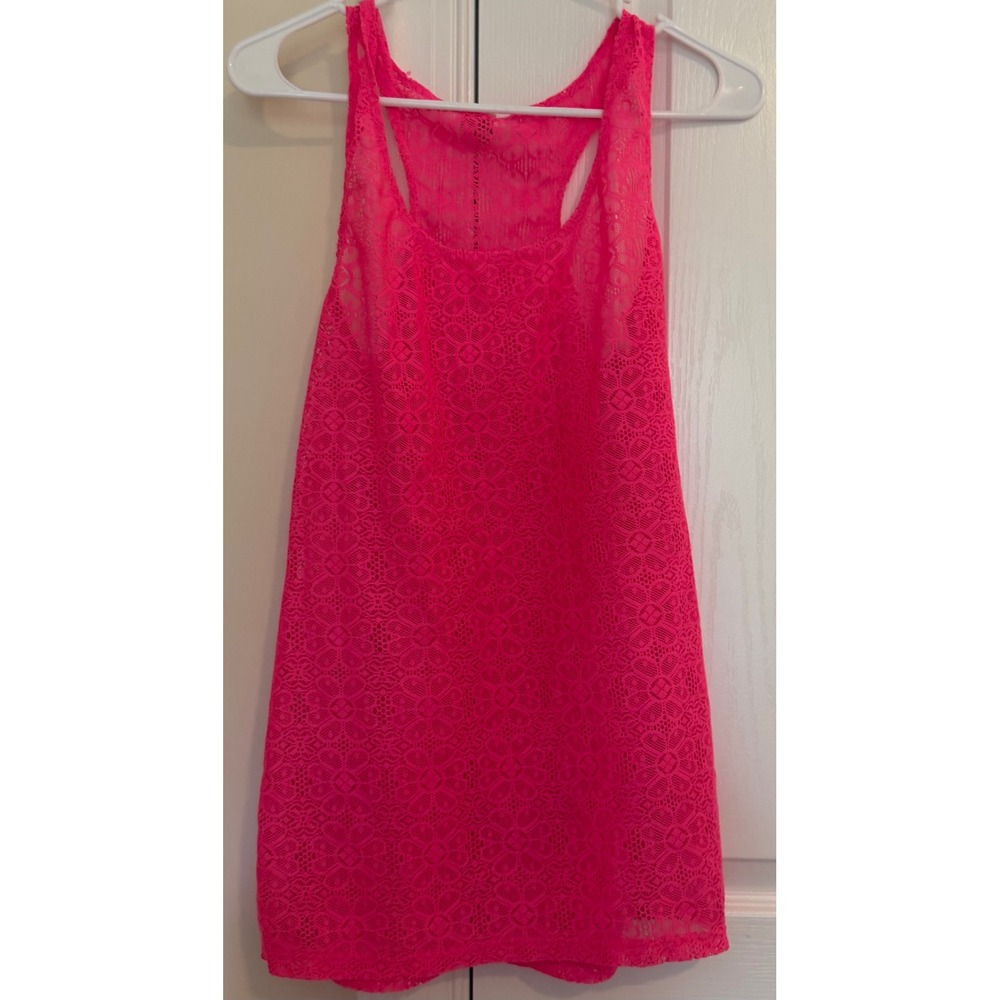 OP Ocean Pacific Girls XL 15-17 Pink‎ Sizzle Lace Racerback Tank Top 0J24T121T